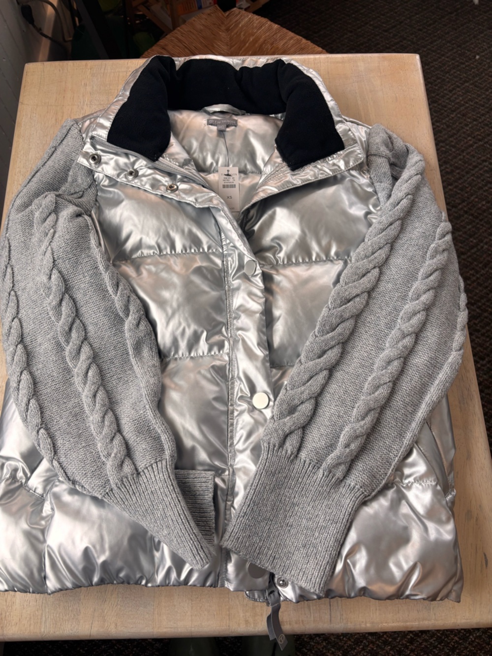 Talbots Metallic Silver Puffer Jacket